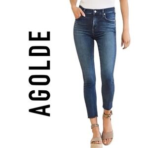 AGOLDE, Sophie Frayed Hem Crop Skinny Jeans Claremont Wash‎ Raw Hem Size 29